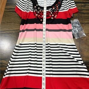 Frank Lyman Design Striped Mini Dress - Red, Pink, Black, White